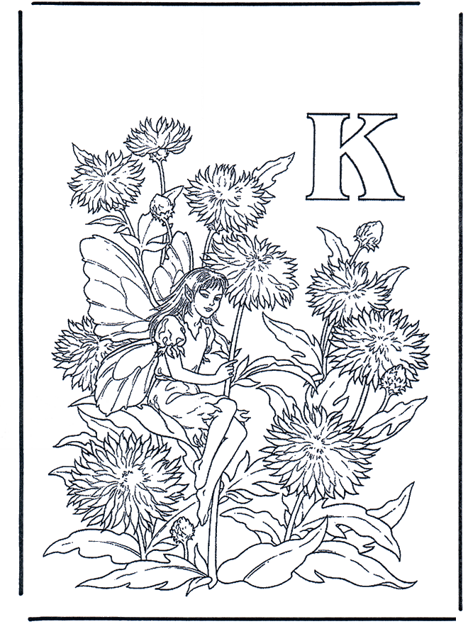 Alphabet K - Fargeleggingstegning alfabet