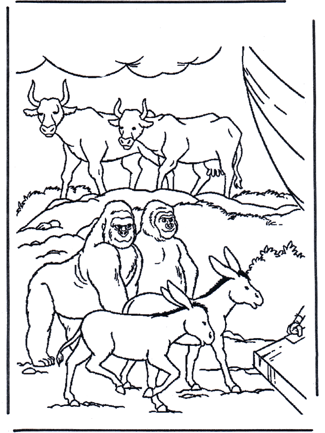Animals in the arch - Bibel fargeleggingstegninger gamle testament
