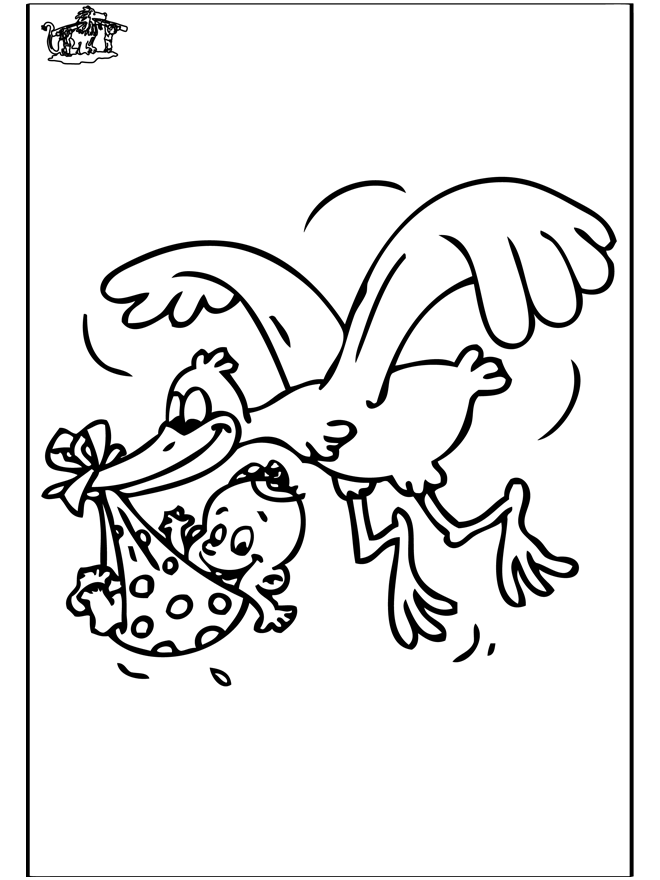 Baby and Stork 1 - Fargeleggingstegninger baby