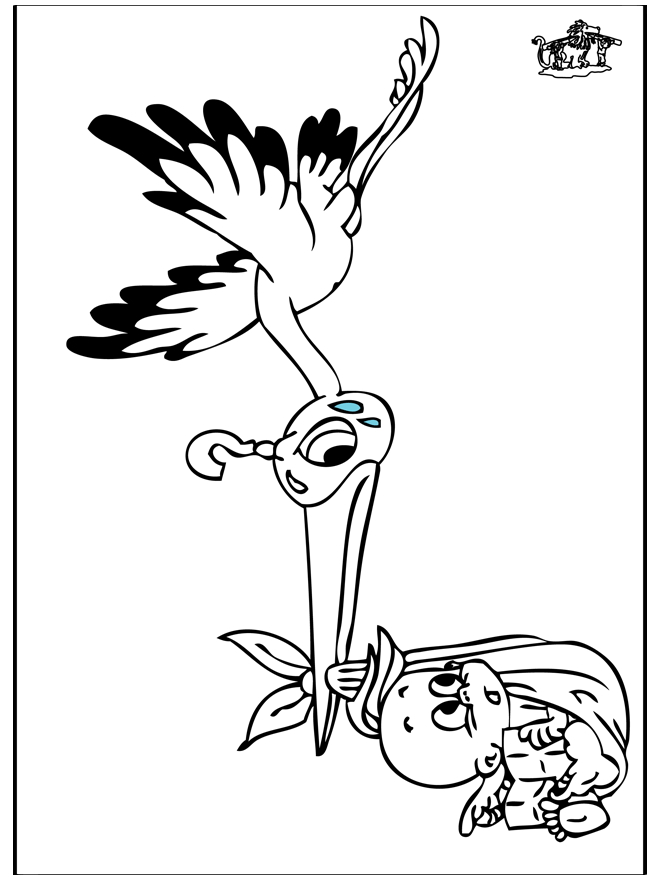 Baby and Stork 2 - Fargeleggingstegninger baby