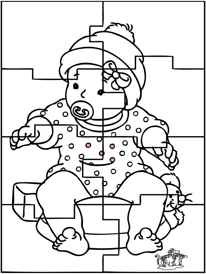 Baby puzzle - Fargeleggingstegninger baby