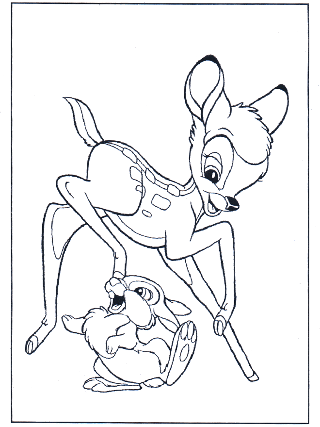 Bambi and Thumper - Fargeleggingstegning Bambi