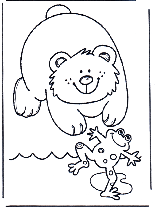 Bear and frog - Fargeleggingstegninger dyrehage