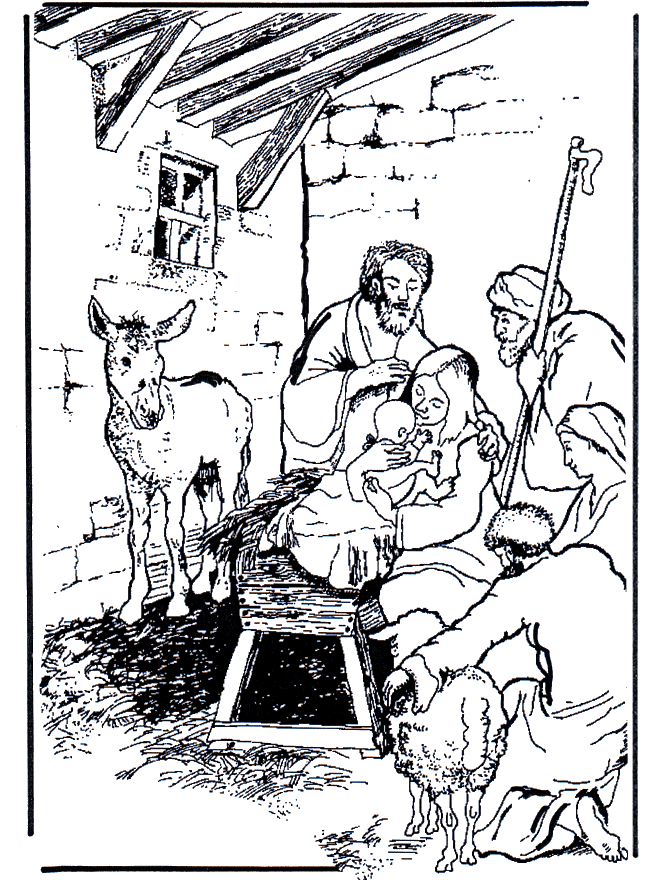 Birth Jesus - Bibel fargeleggingstegninger Jul