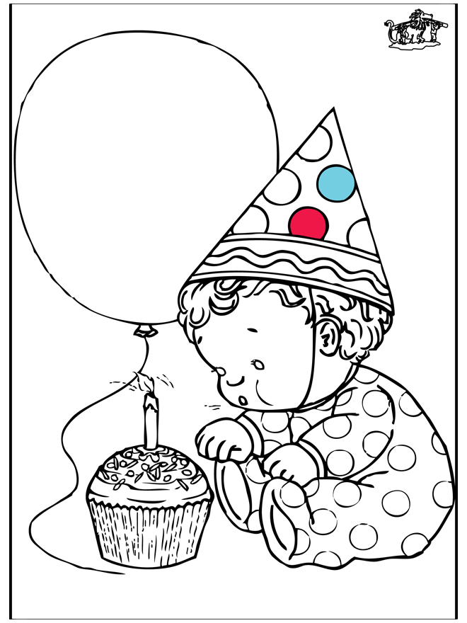 Birthday 1 year - Fargeleggingstegninger bursdag