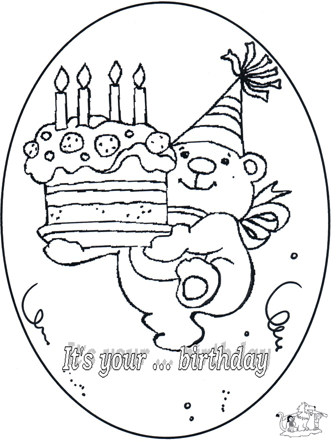 Birthday 4 year - Fargeleggingstegninger bursdag
