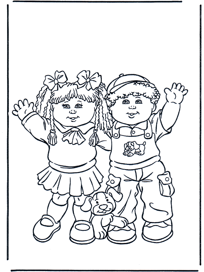 Boy and girl - Fargeleggingstegning småbarn