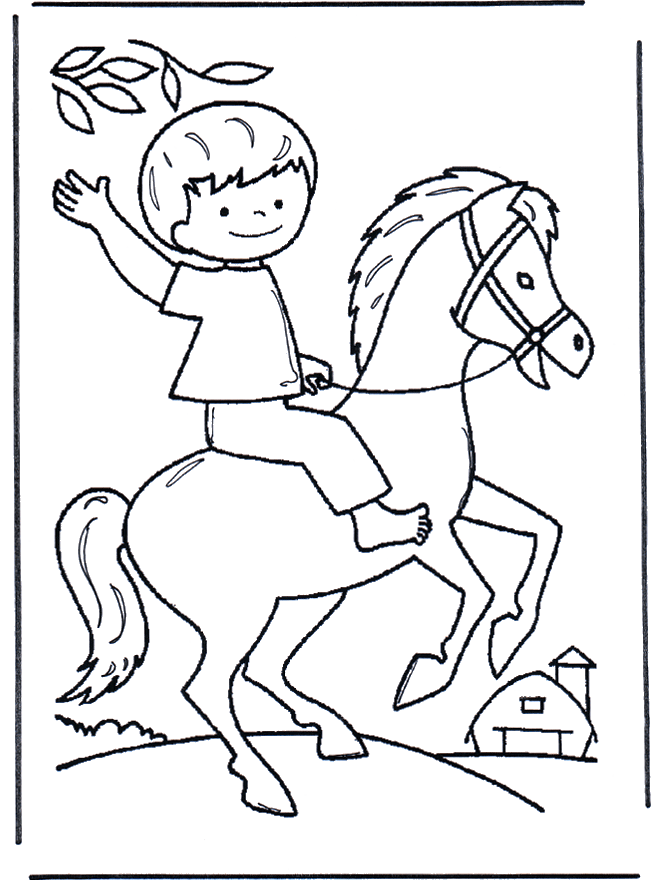 Boy on horse - Fargeleggingstegninger hester