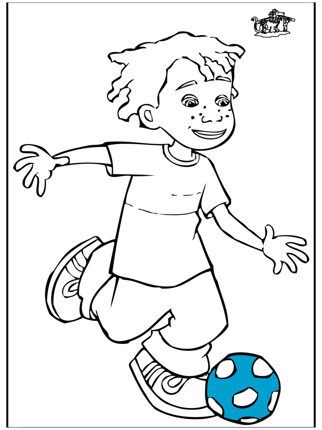 Boy with football - Fotball fargeleggingstegninger