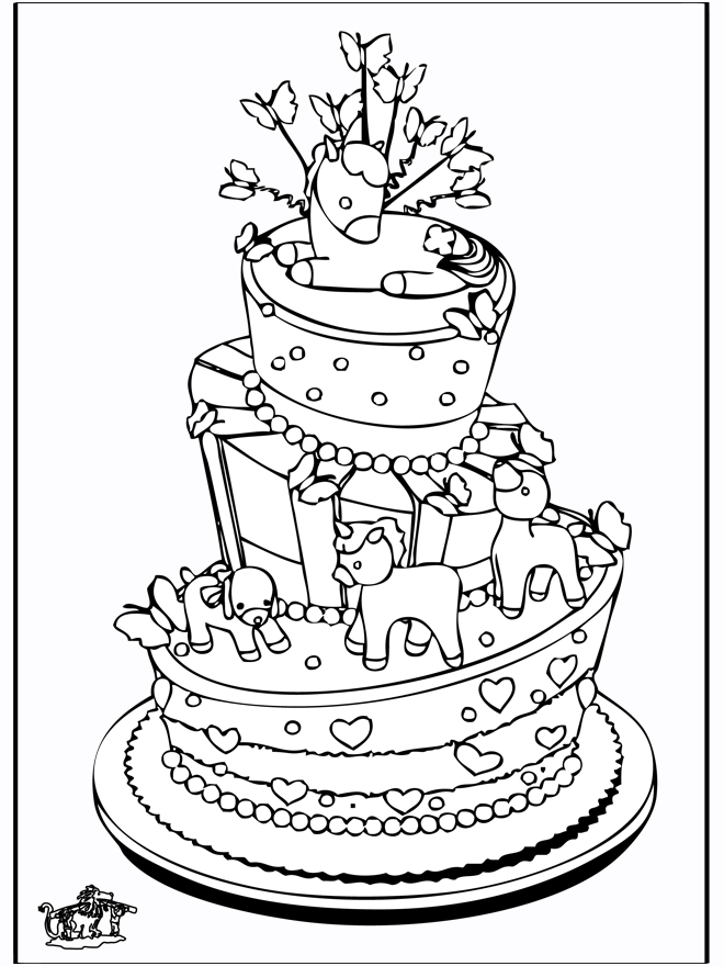 Celebration cake - Fargeleggingstegninger bursdag