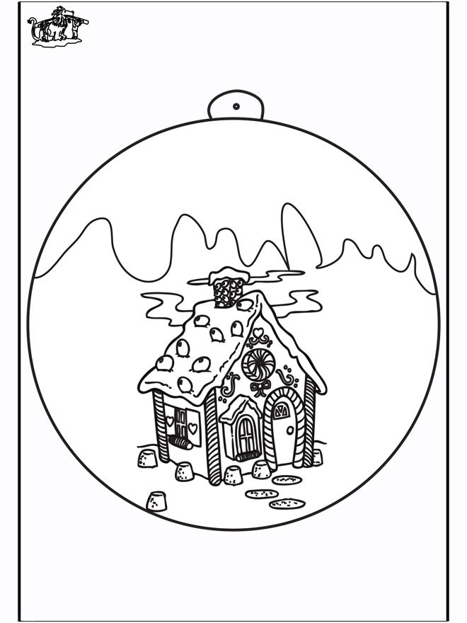 Christmas ball small house - Fargeleggingstegninger Jul