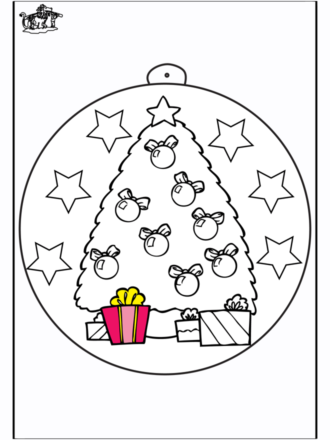 Christmas ball with Christmas tree - Fargeleggingstegninger Jul
