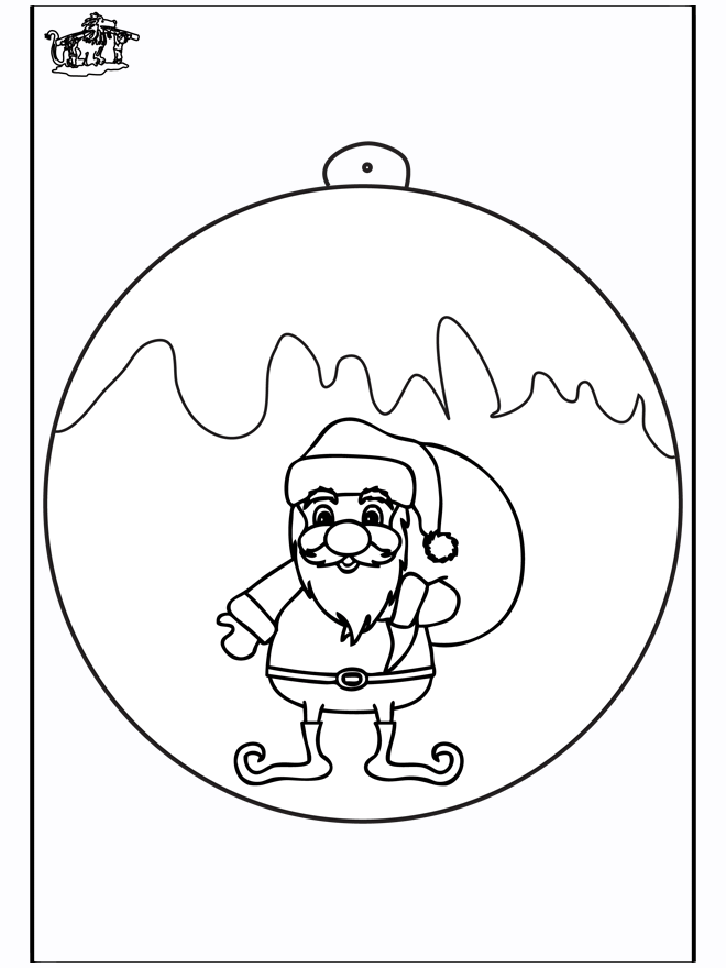 Christmas ball with Santa Claus 1 - Fargeleggingstegninger Jul