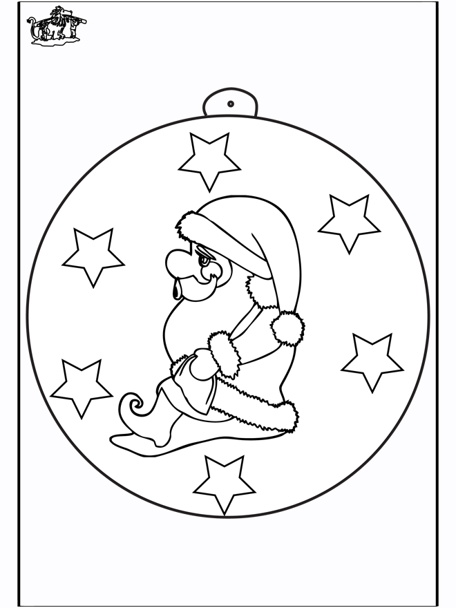 Christmas ball with Santa Claus 2 - Fargeleggingstegninger Jul