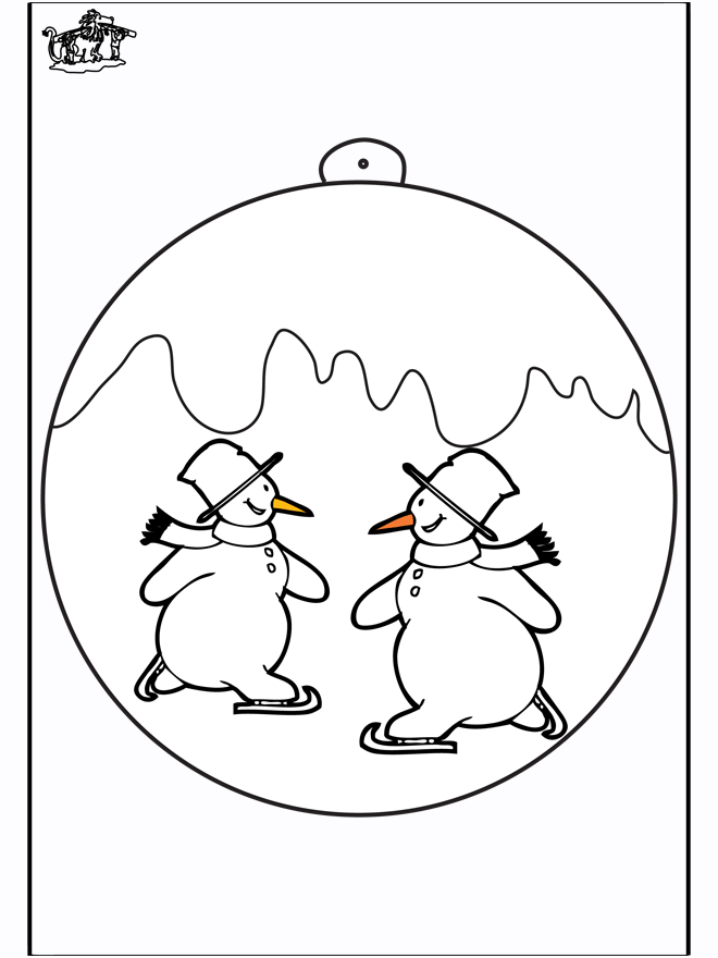 Christmas ball with snowman - Fargeleggingstegninger Jul
