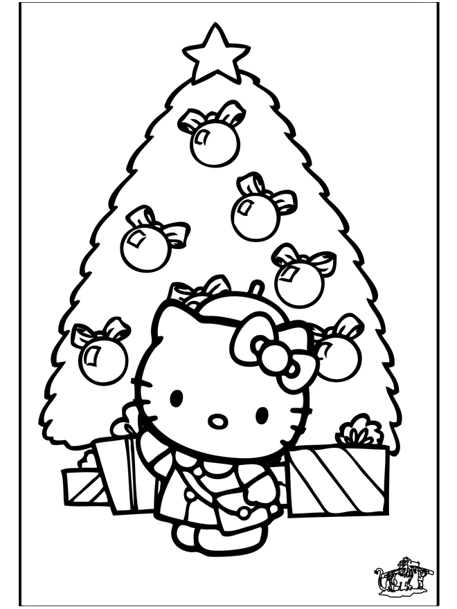 Christmas Hello Kitty - Fargeleggingstegninger Jul