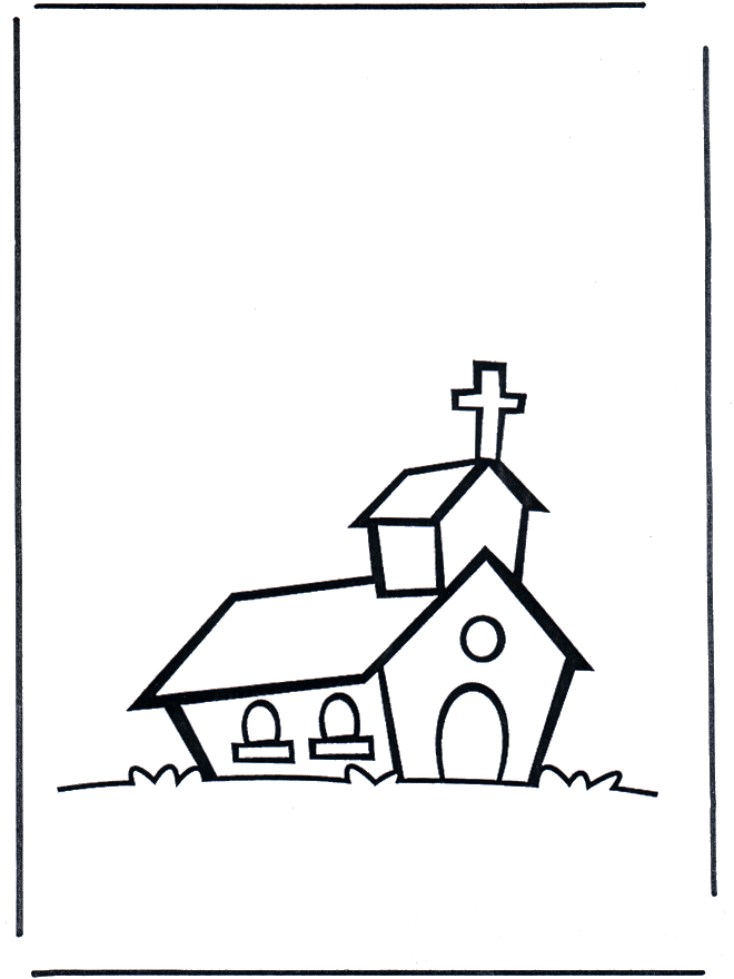Church - Fargeleggingstegning hus