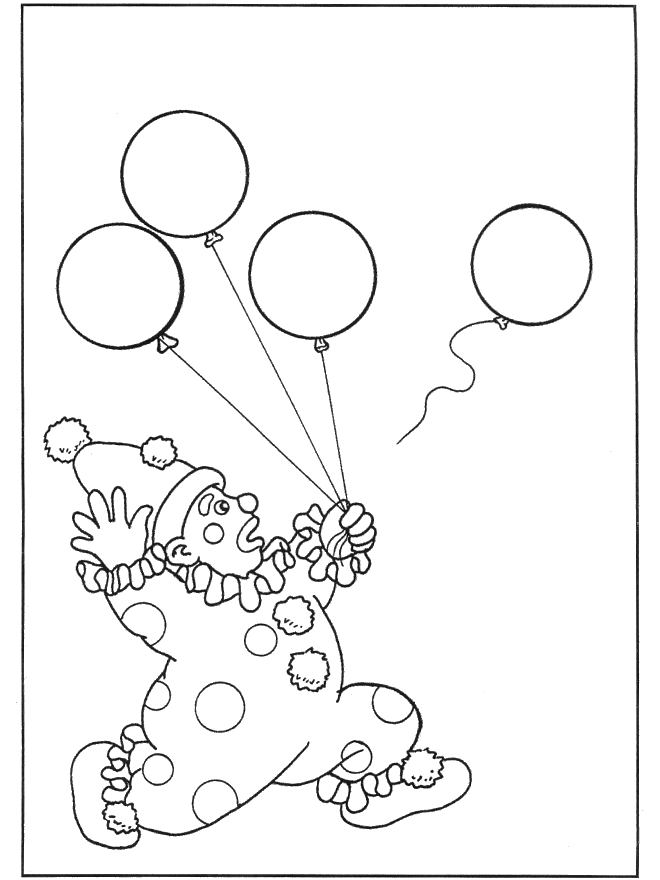 Clown met ballon - Fargeleggingstegninger sirkus