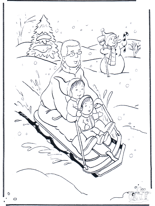 Coloring page sledge - Fargeleggingstegninger sne