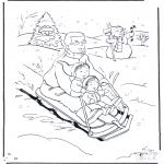 Vinter - Coloring page sledge