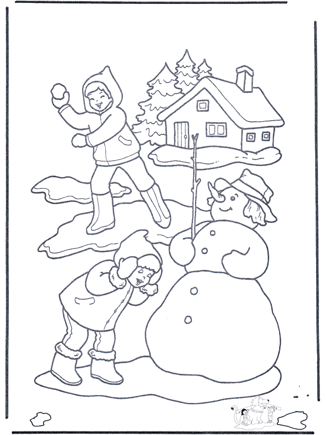 Coloring page snowball - Fargeleggingstegninger i og rundt huset