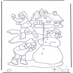 Vinter - Coloring page snowball