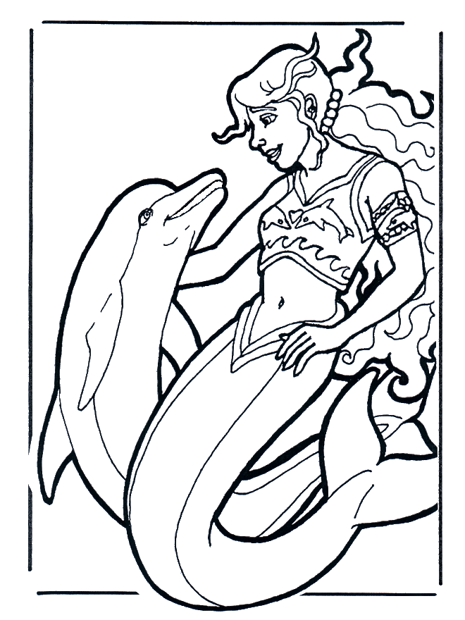 Coloring pages dolphins - Delfiner og vanndyr