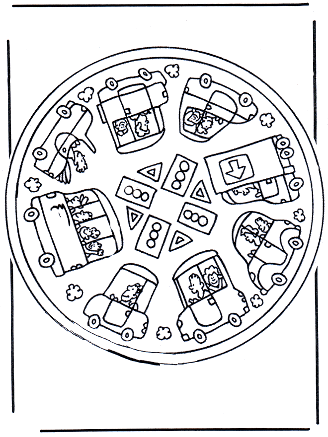 Coloring pictures mandala car - Småbarnsmandalaer