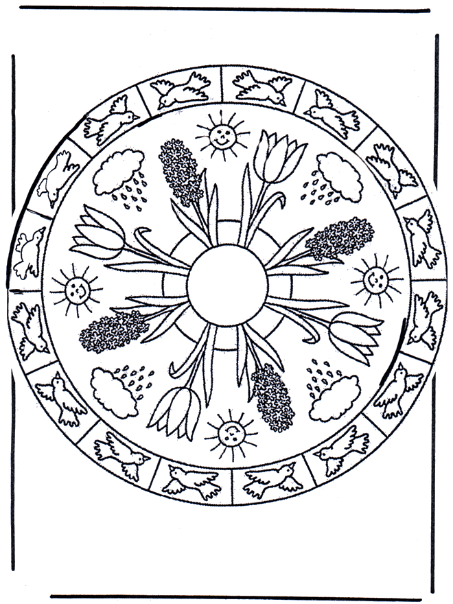 Coloring sheets mandala spring - Småbarnsmandalaer