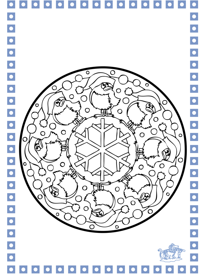 Coloring sheets Winter - Crafts pricking card Mandala