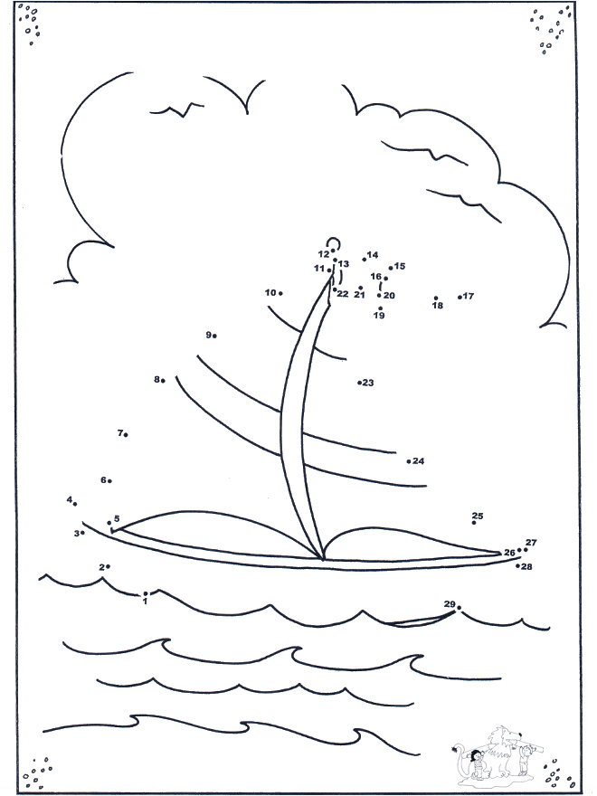 Connect the Dots - sailboat - Siffertegning