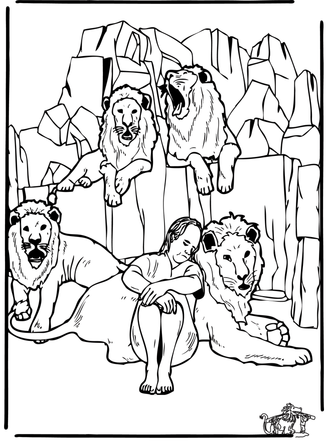 Daniel's In The Lion's Den 3 - Bibel fargeleggingstegninger gamle testament