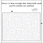 Kreativitet - Dier labyrint kleuren 10