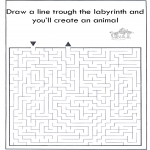 Kreativitet - Dier labyrint kleuren 2