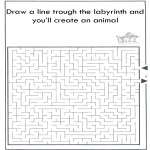 Kreativitet - Dier labyrint kleuren 3