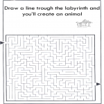 Kreativitet - Dier labyrint kleuren 6