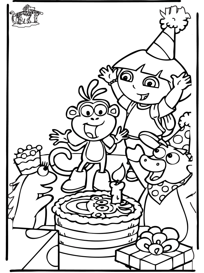 Dora birthday - Fargeleggingstegninger bursdag