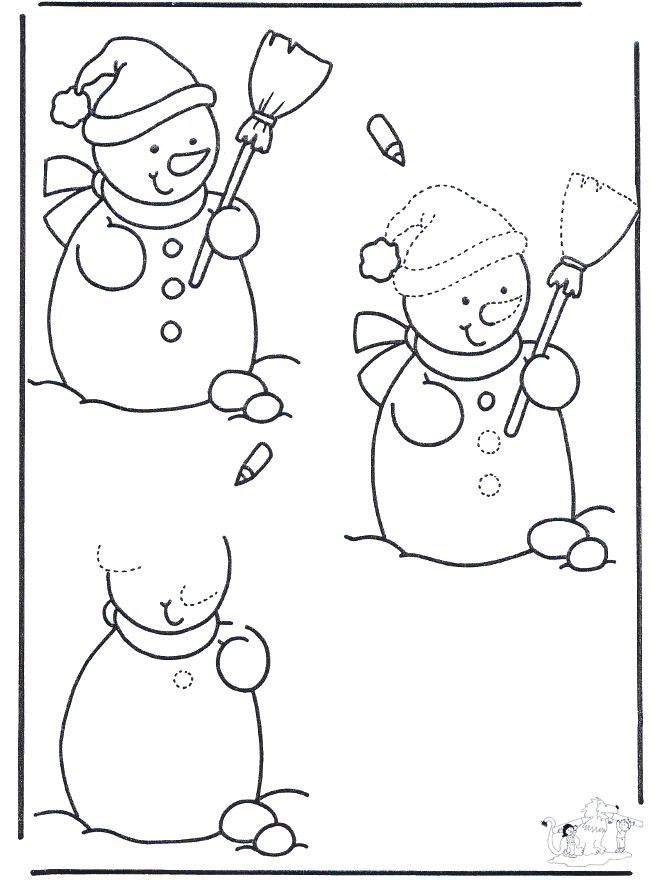 Drawing snowman - Fargeleggingstegninger sne