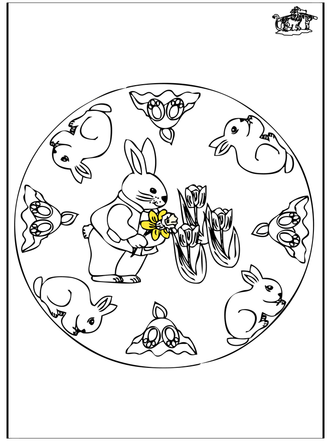 Easter bunnies - Fargeleggingstegninger Påske