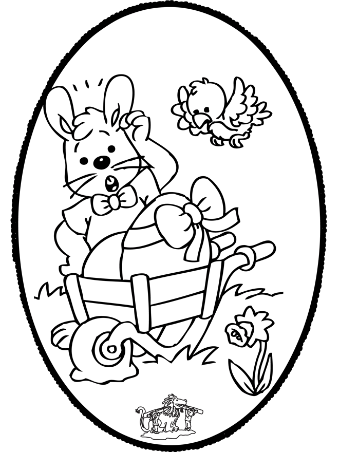 Easter bunnies - Pricking card 1 - Fargeleggingstegninger Påske