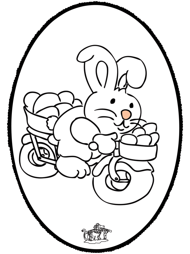 Easter Bunny - Pricking card 2 - Fargeleggingstegninger Påske
