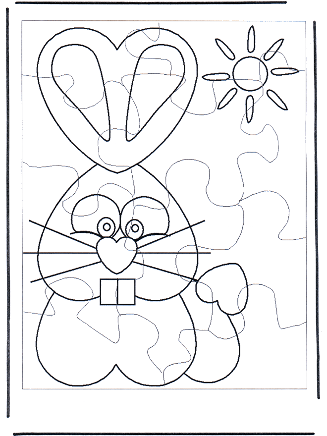 Easter bunny puzzle 1 - Fargeleggingstegninger Påske