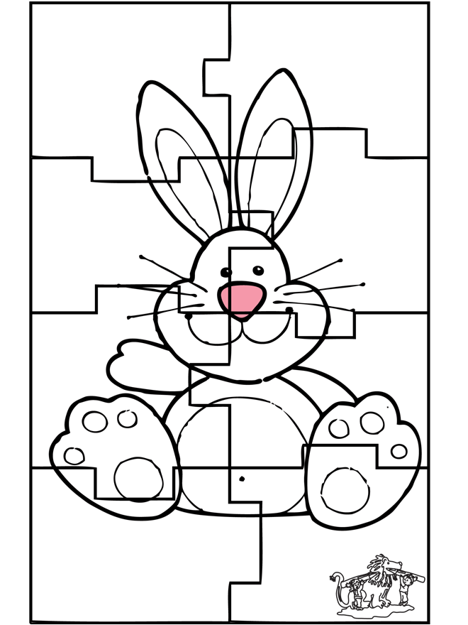 Easter bunny puzzle 3 - Fargeleggingstegninger Påske