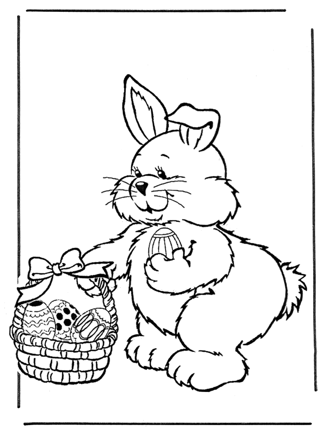 Easter bunny with eggs 2 - Fargeleggingstegninger Påske