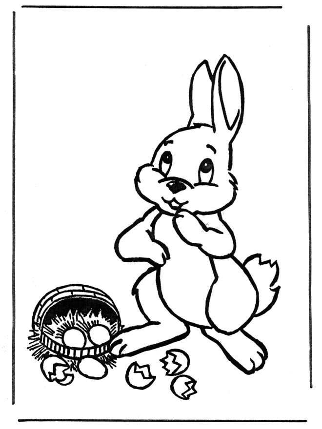 Easter bunny with eggs - Fargeleggingstegninger Påske