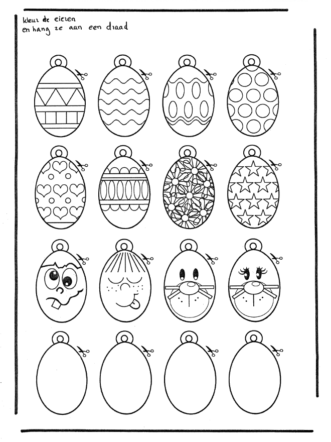 Easter eggs - Fargeleggingstegninger Påske
