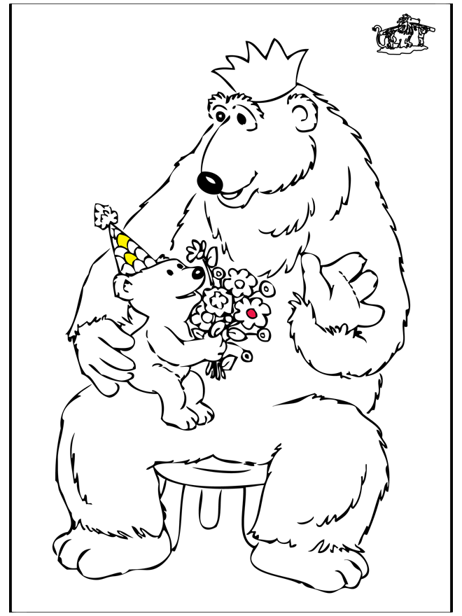 Father's day bear - Fargeleggingstegninger farsdag