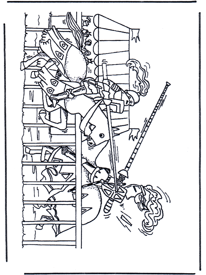 Fighting knights - Fargeleggingstegninger riddere