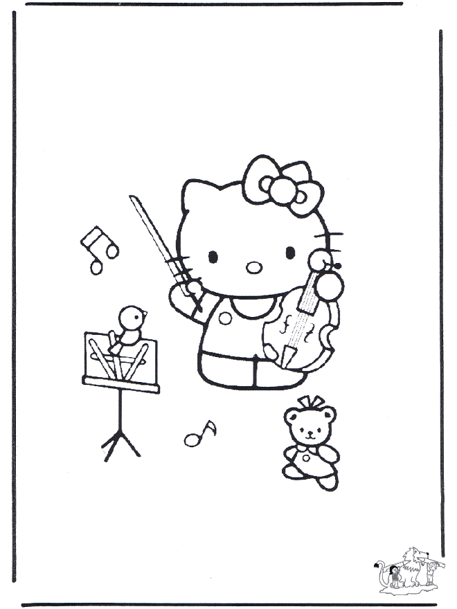 Free coloring pages Hello Kitty - Fargeleggingstegninger musikk