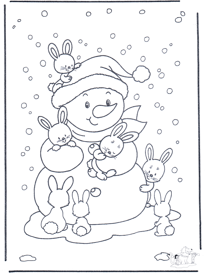 Free coloring pages rabbit - Fargeleggingstegninger vinterdyr